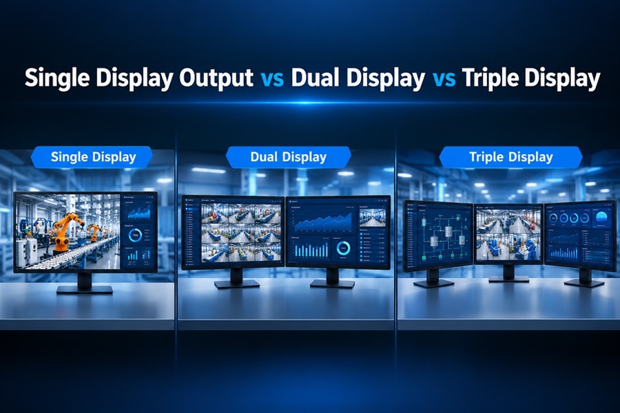 最新の企業ブログについて Single Display Output vs Dual Display vs Triple Display: Comparison of Multi screen Output Capability of Industrial PCs