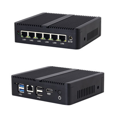 セルロン J6412 6GbE LAN ファイアウォール ミニ PC MSATA SSD 32GB RAM ブラック ファイアウォール ルーター